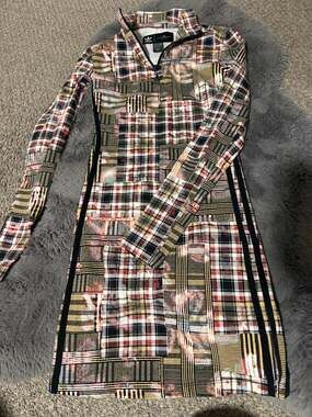 adidas Originals x HER Studio London Check Pattern 1/4 Zip Bodycon Mini Dress